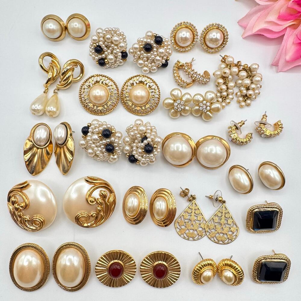 Pierced Earring Lot Costume Jewelry Mixed Styles Vintage To Now Reseller 20 Pair